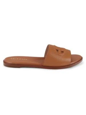 Flynn Logo Leather Flat Sandals