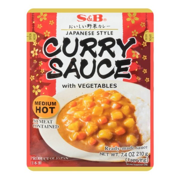 S&B Microwavable Curry Sauce with Vegetables -Medium Hot 210g