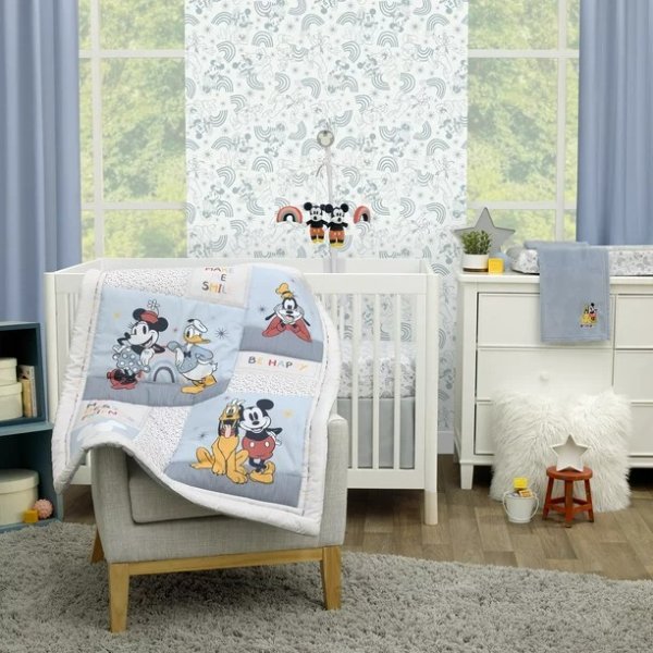 Mickey and Friends 3 Piece Crib Bedding Set