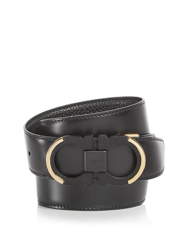 Men's Double Gancini Buckle Reversible Leather Belt