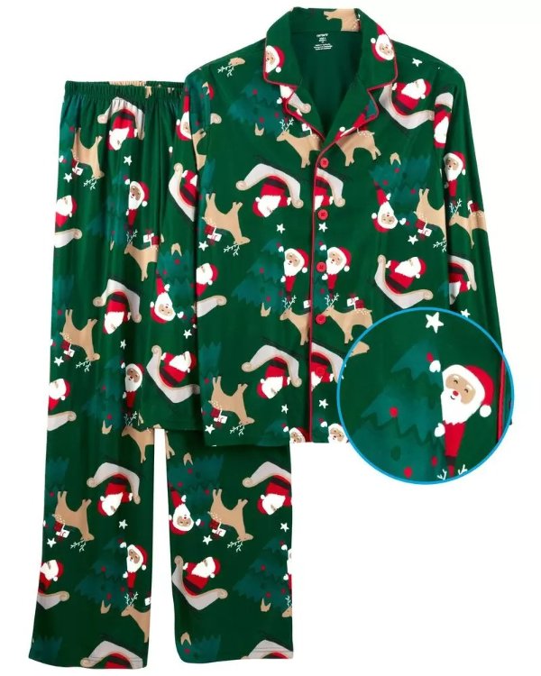 2-Piece Adult Santa Coat-Style PJs
