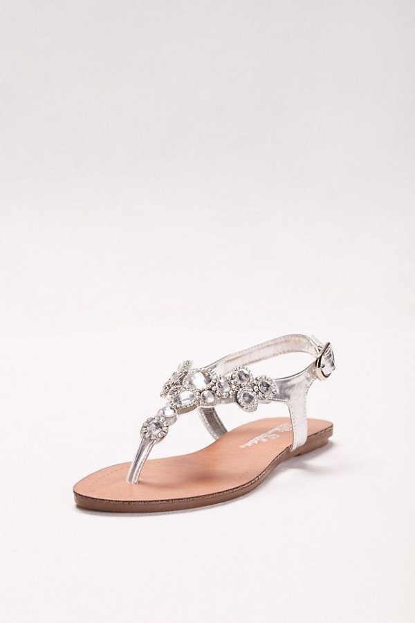 T-Strap Sandal with Halo Crystals