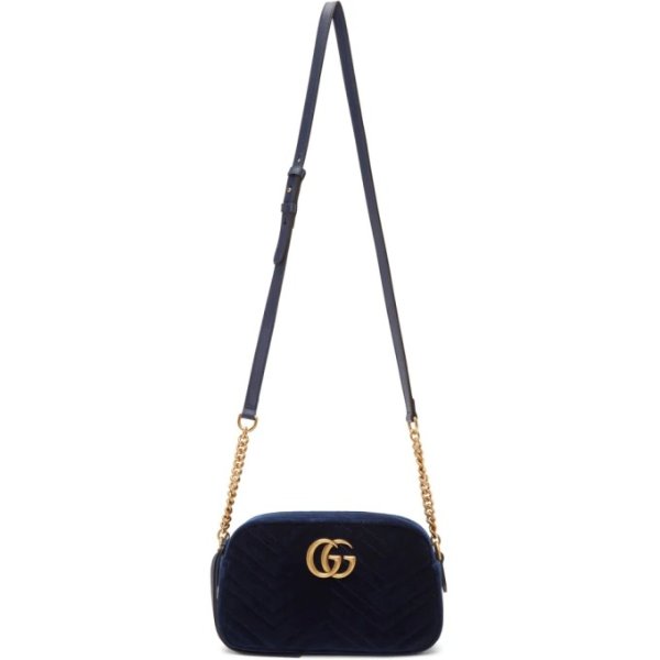 - Blue Velvet Small GG Marmont 2.0 Shoulder Bag
