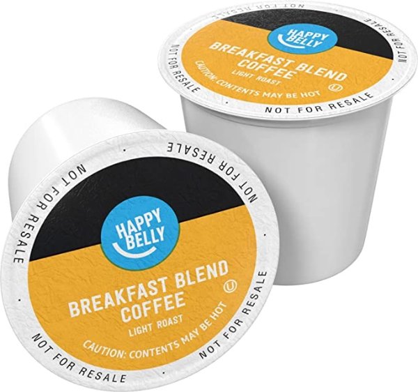 Amazon Brand - 100 Ct. Happy Belly Light Roast Coffee Pods, Breakfast Blend, Compatible with Keurig 2.0 K-Cup Brewers