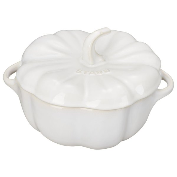Ceramics 0.75 qt, pumpkin, Cocotte, ivory-white