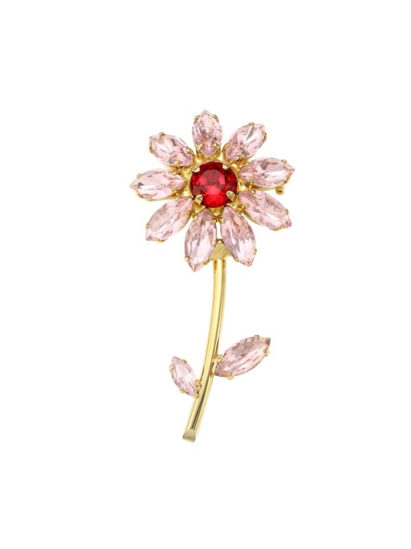 - Goldtone Crystal Flower Brooch