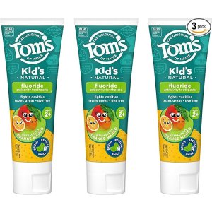 Tom's of Maine部分用户享有额外30%的优惠儿童牙膏，橙子芒果味5.1盎司*3