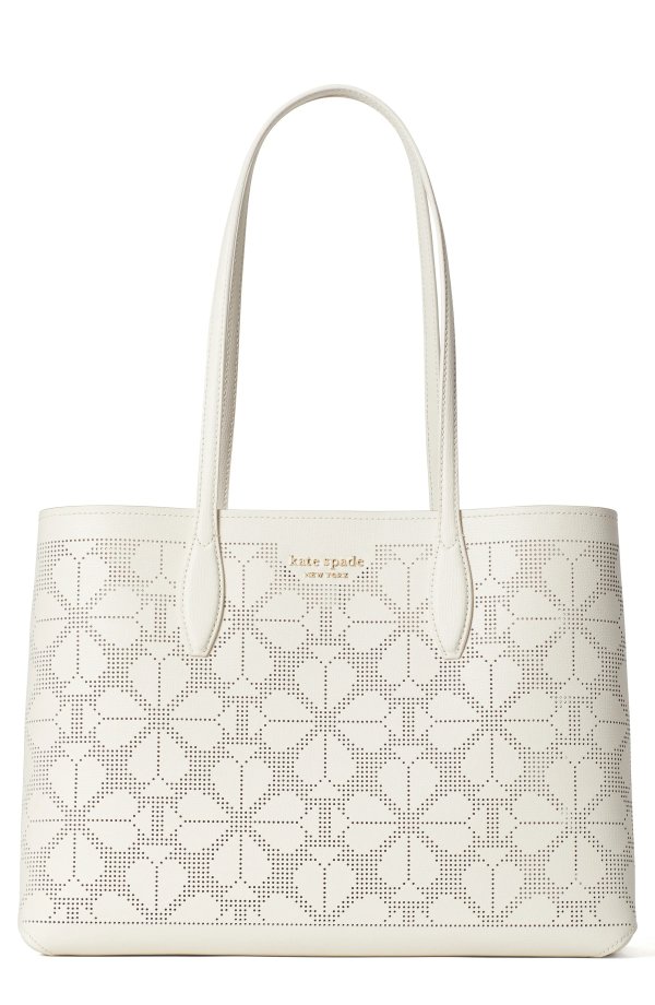 all day perforated large leather tote