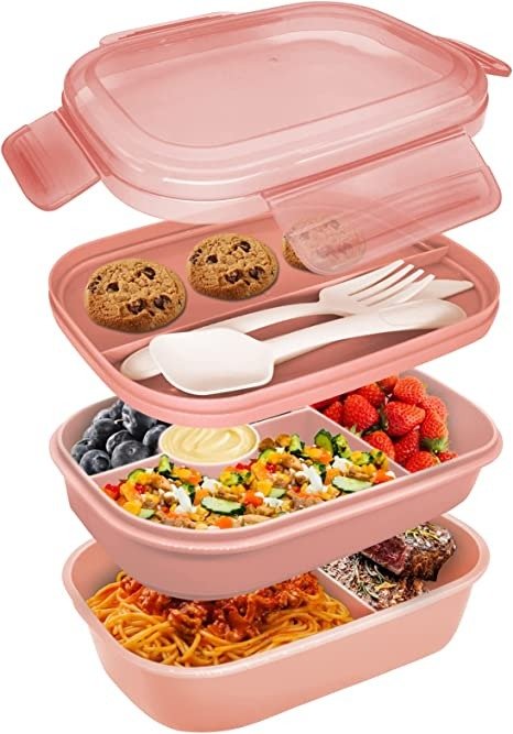 Bento Box Adult Lunch box, 1900ml 3 Layers lunch box containers with 8 Compartments, Bento Lunch Box for Kids Back to School, Dishwasher, BPA Free Reusable On-the-Go Meal and Snack Packing