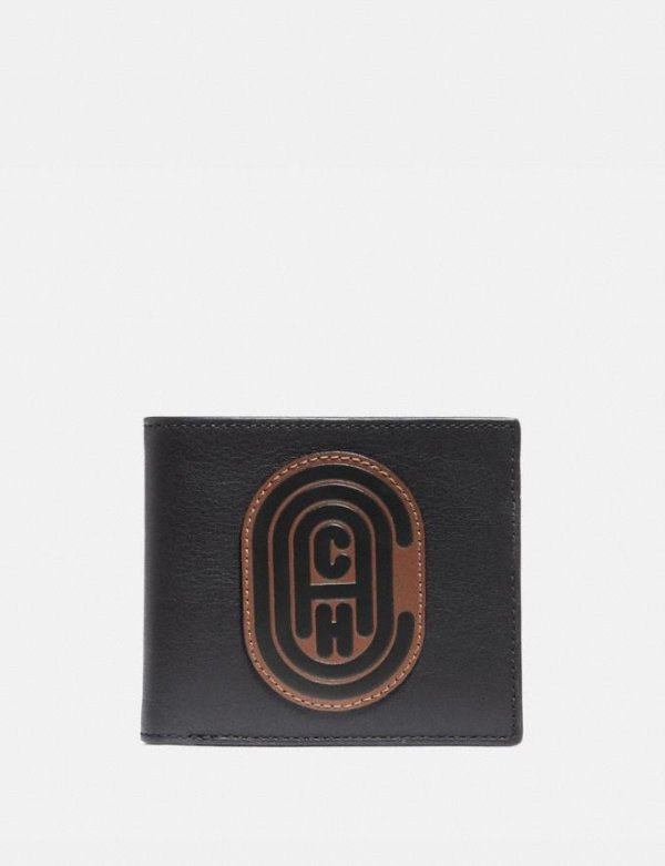 Double Billfold Wallet With Signature Canvas Blocking and Coach Patch