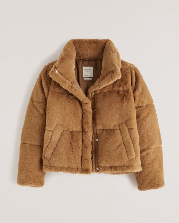 Women's A&F Faux Fur Mini Puffer | Women's Coats & Jackets | Abercrombie.com