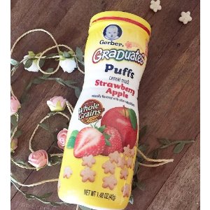 Gerber Graduates Puffs Cereal Snack, Strawberry Apple, Naturally Flavored with Other Natural Flavors, 1.48 Ounce, 6 Count