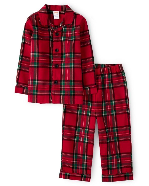Unisex Girls And Boys Matching Family Long Sleeve Plaid Flannel 2-Piece Pajamas - Gymmies