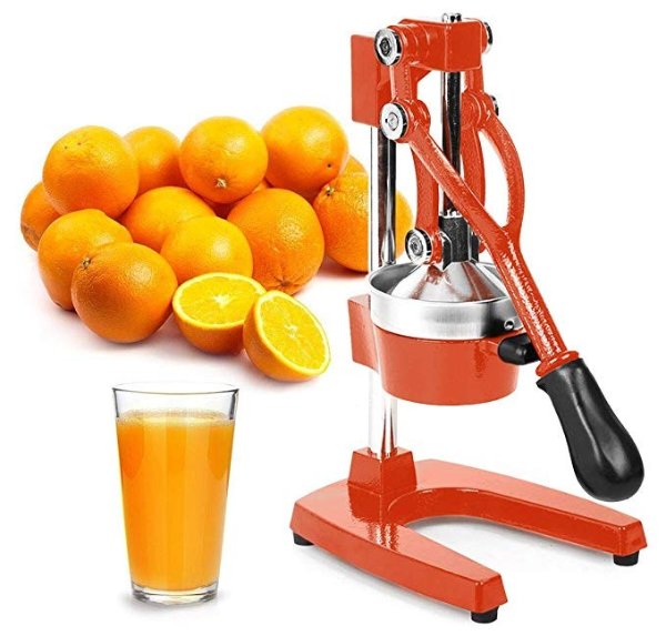 Zulay Professional Citrus Juicer - Manual Citrus Press and Orange Squeezer - Metal Lemon Squeezer - Premium Quality Heavy Duty Manual Orange Juicer and Lime Squeezer Press Stand, Orange