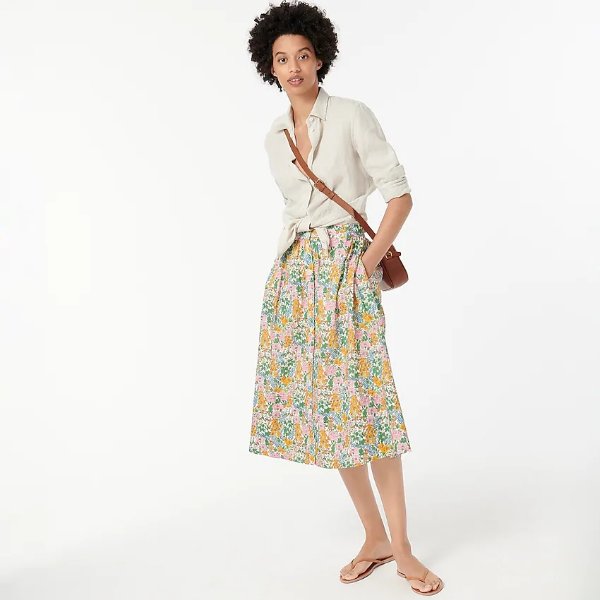 Button-up midi skirt in Liberty® Mini Floral Walk
