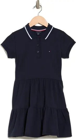 Kids' Short Sleeve Tiered Polo Dress