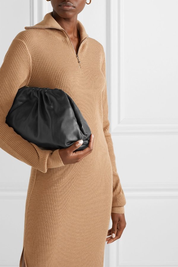 The Pouch large gathered leather clutch