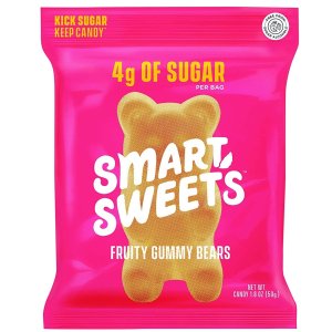 SmartSweets Fruity Gummy Bears, Candy with Low Sugar (4g), Low Calorie, 1.8 oz. (Pack of 12)