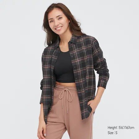Women Flannel Checked Long Sleeved Shirt
