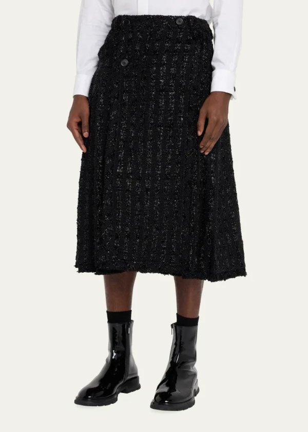 Men's Tweed Lurex Pleated Skirt