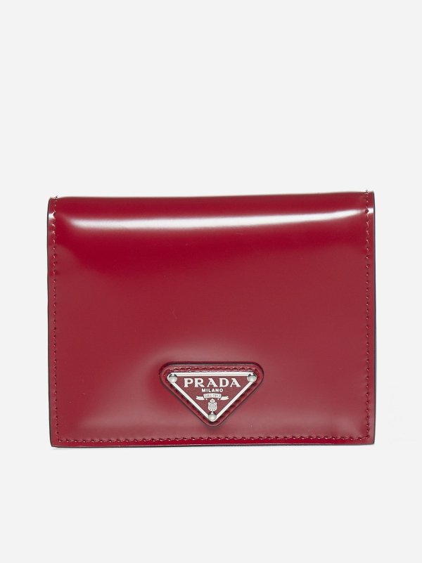 Logo-plaque leather small wallet