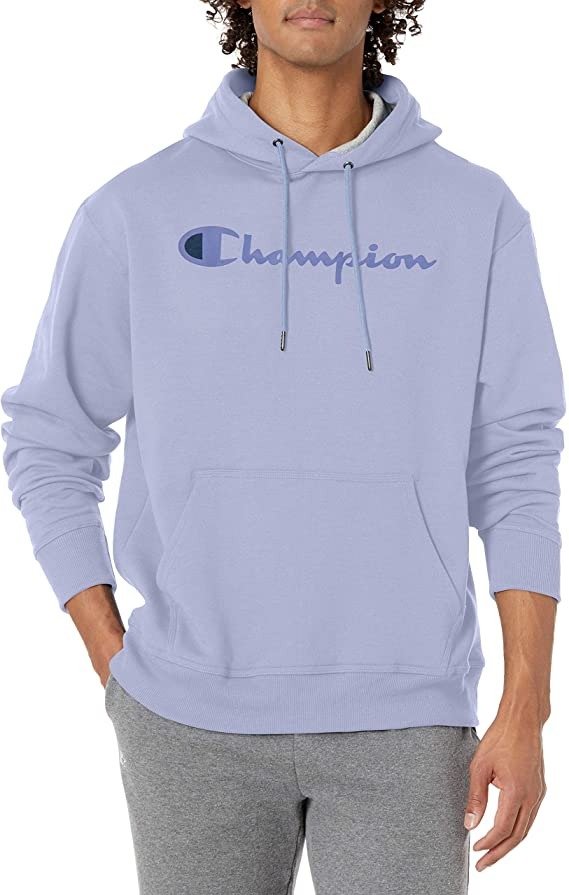 Champion Men's Powerblend Fleece Pullover Hoodie, Script Logo