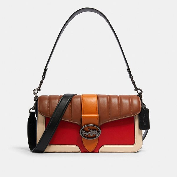Georgie Shoulder Bag With Colorblock Linear Quilting