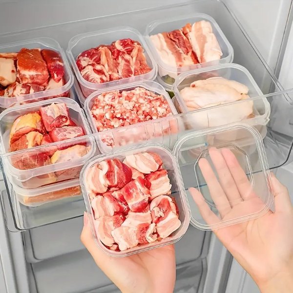 5/10pcs Transparent Food Preservation Box, Refrigerator Vegetable Meat Storage Sorting Box, Food Storage Containers, Home Kitchen Utensil