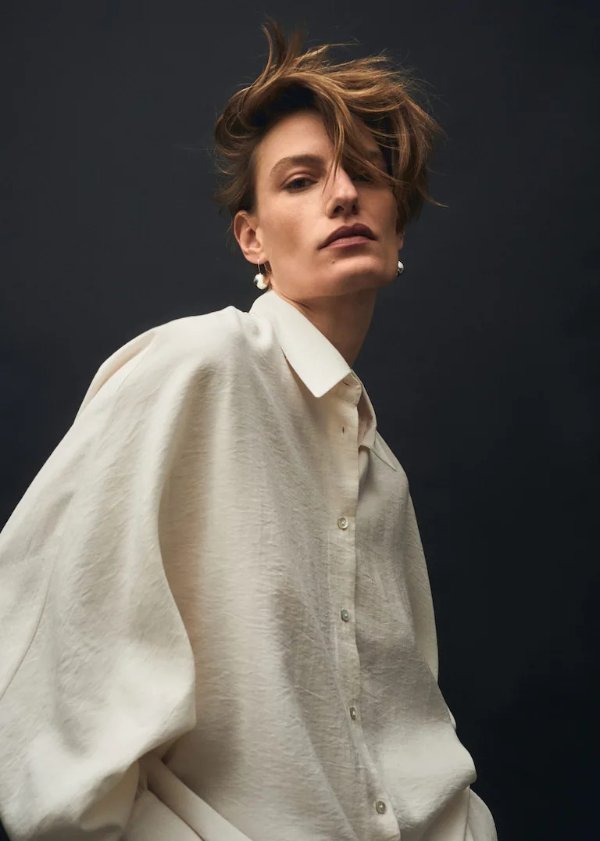 Textured oversize shirt - Women | MANGO OUTLET USA