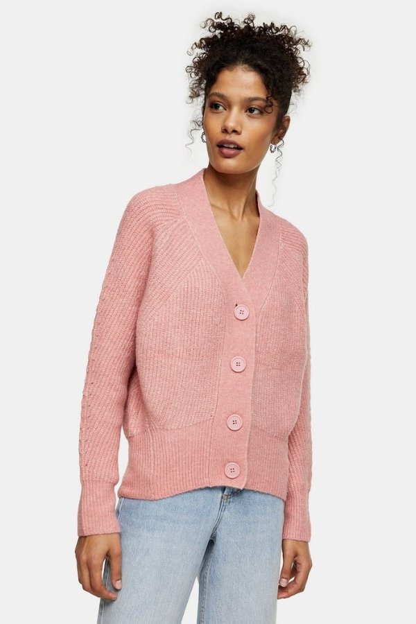 Pink Pointelle Knitted Cardigan | Topshop