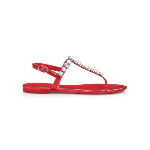 Stuart WeitzmanGoldie Crystal & Pearl T-Strap Jelly Sandals