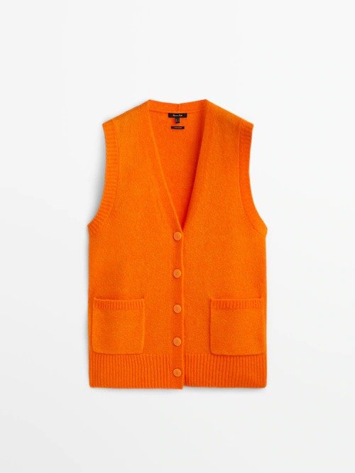 Buttoned wool blend vest - Massimo Dutti