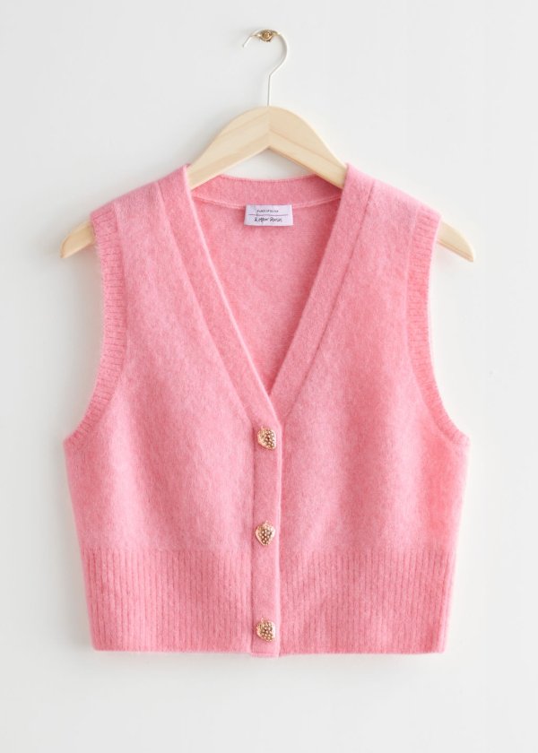 Strawberry Button Knit Vest