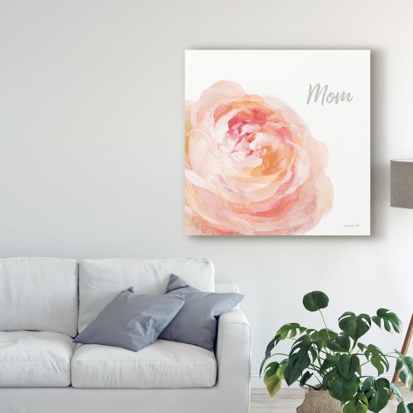 Trademark Fine Art 'Garden Rose on White Crop II Mom' Canvas Art by Danhui Nai