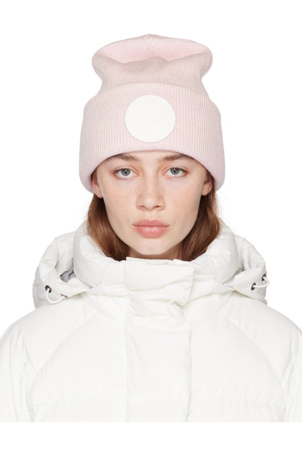 粉色羊毛帽