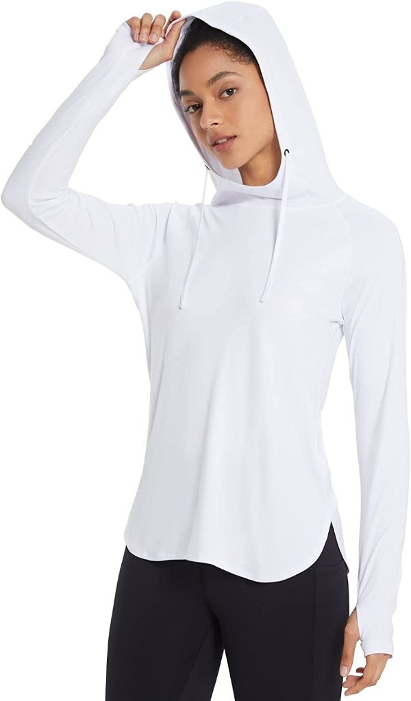 Women's UPF 50+ Long Sleeve Hoodie Shirts Sun Protection SPF Hiking Fishing Lightweight Thumbholes Shirt