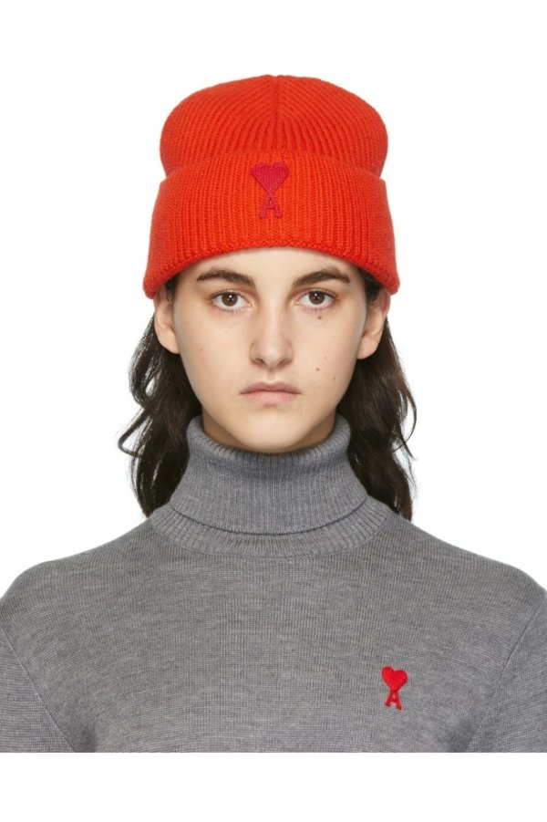 红色 Ami De Coeur 毛线帽