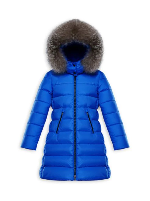 Moncler - Little Girl's & Girl's Abelle Fox Fur-Trim Nylon A-Line Puffer Coat