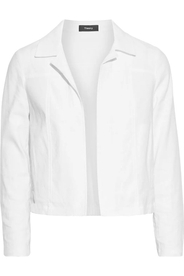Cropped linen-blend jacket