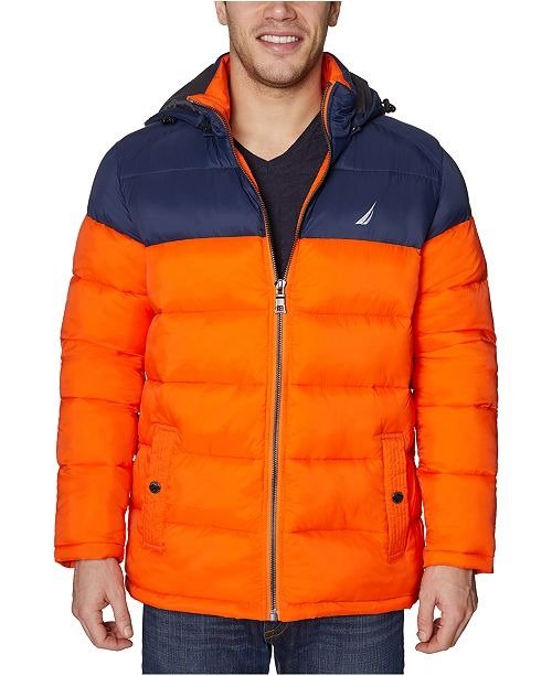 Men's Water-Resistant Puffer Jacket with Removable Hood