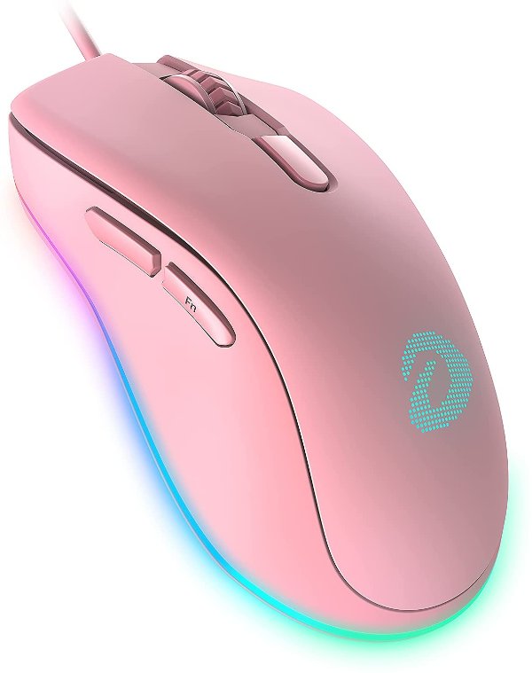 Wired Pink Gaming Mouse, 6400DPI,6 Programmable Buttons, Ergonomic RGB Gaming Mouse with 16.8 Million Chroma 7 Backlit for PC, Laptop, and Notebook (Pink)