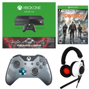 Xbox One 500GB Bundle+ Tom Clancy's Division+ Halo 5 Controller+ Rig Flex Heads
