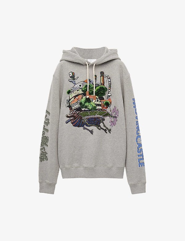 x Howl's Moving Castle embroidered cotton-blend hoody