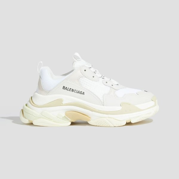 Triple S embroidered mesh, leather and nubuck sneakers