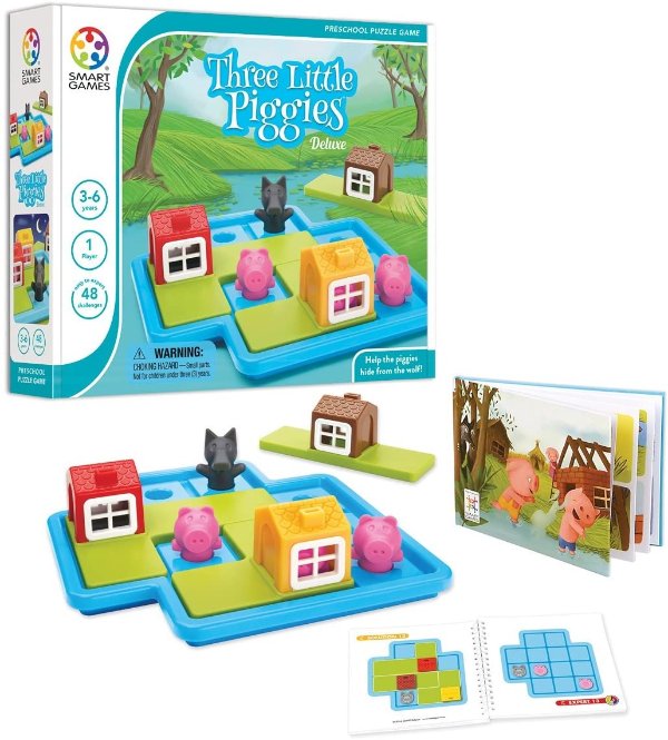 Three Little Piggies - Deluxe Cognitive Skill-Building Puzzle Game featuring 48 Playful Challenges for Ages 3+