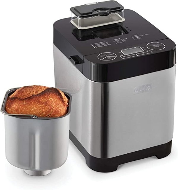 Everyday Stainless Steel Bread Maker, Up to 1.5lb Loaf, Programmable, 12 Settings + Gluten Free & Automatic Filling Dispenser - Black