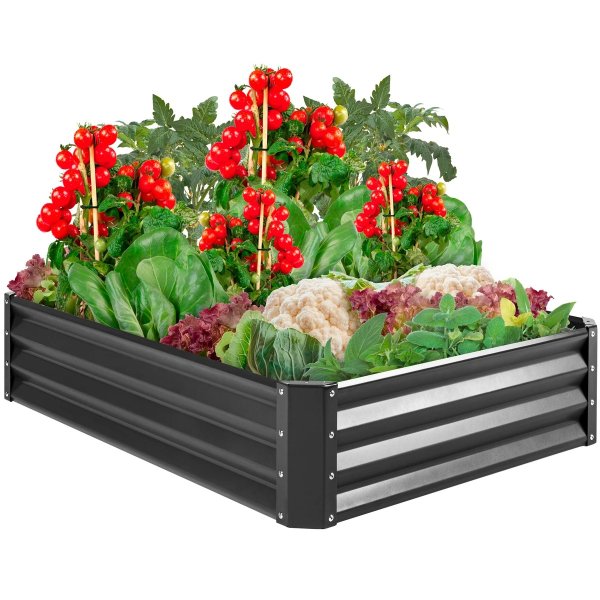 Outdoor Metal Raised Garden Bed for Vegetables, Flowers, Herbs
