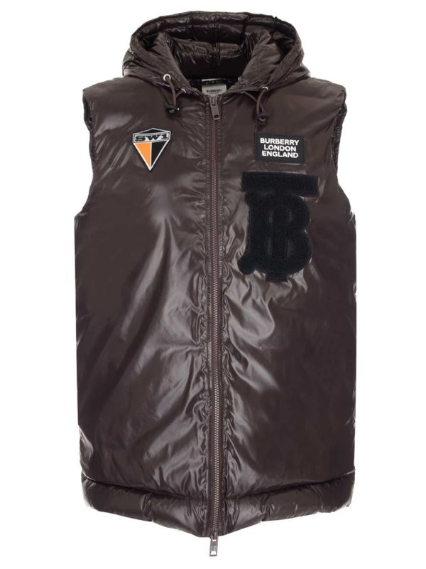 Logo Patch Padded Hooded Gilet