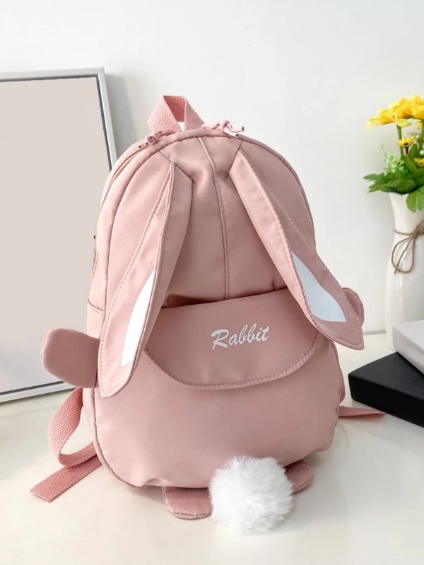 Girls Letter Embroidery Rabbit Design Functional Backpack