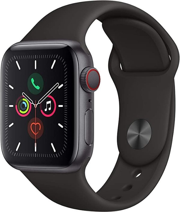 Watch Series 5 (GPS + Cellular, 40mm) - Space Gray Aluminum Case with Black Sport Band